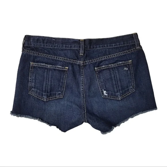 Rag & Bone Shorts Jean Cut Off Short in Doris Distressed Cotton Dark Wash sz 27 - Picture 3 of 11